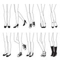 Outline Of WomenÃ¢â¬â¢s Legs With Different Types Of Shoes, Women S